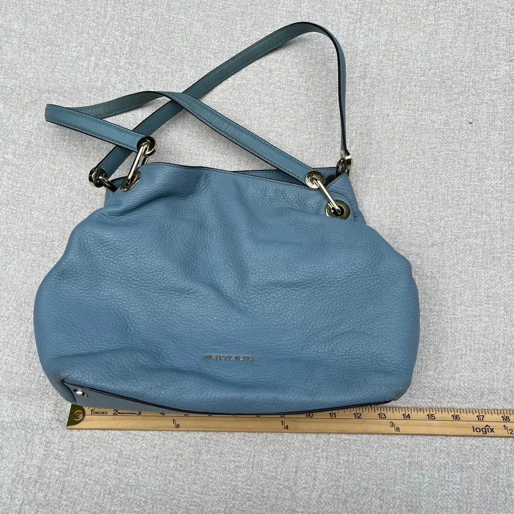 Michael Kors Raven Light Blue Pebbled Leather Shoulder Bag 30T8TRXE3L